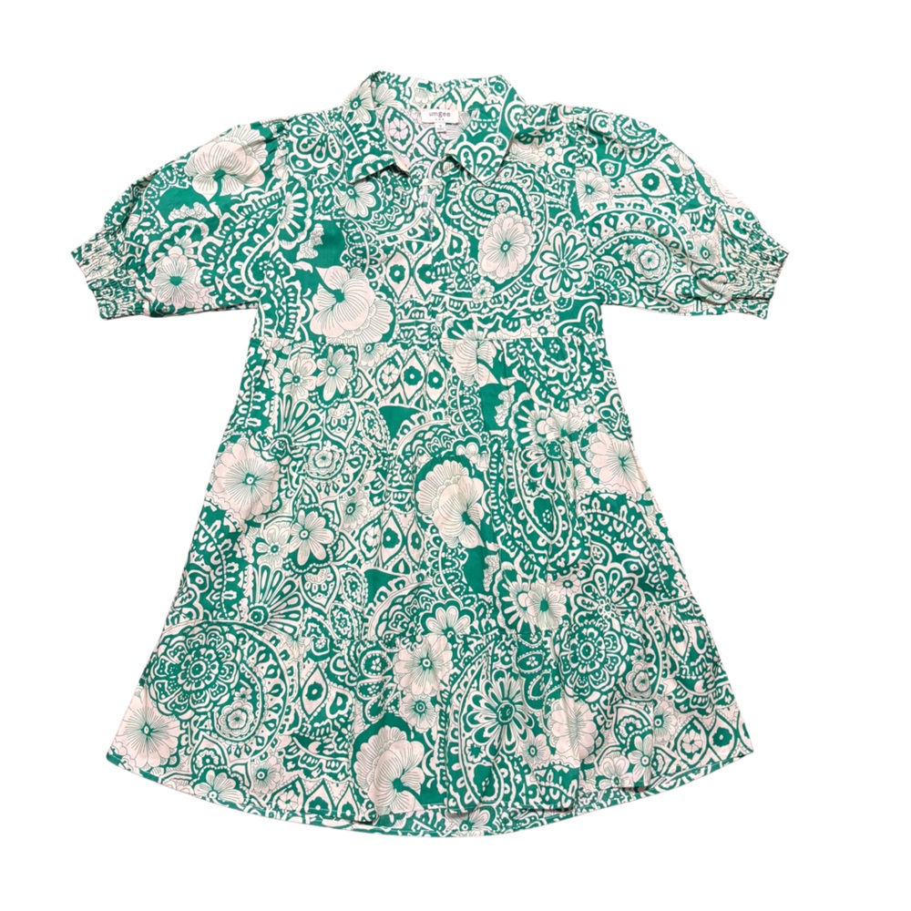 Umgee Boho Cream and Green Floral Paisley Print Secret Garden Dress - Picture 7 of 9
